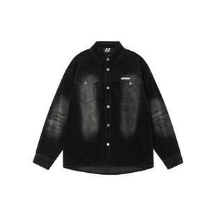 FORNINES做旧洗水灯芯绒长袖衬衫男女潮牌春季款美式复古夹克外套