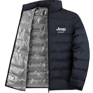 吉普JEEP SPIRIT 轻薄羽绒服男款加绒保暖秋冬款外套立领短款夹克