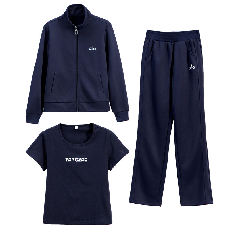 啄木鸟运动服套装女春秋季新款大码广场舞时尚休闲服妈妈装三件套