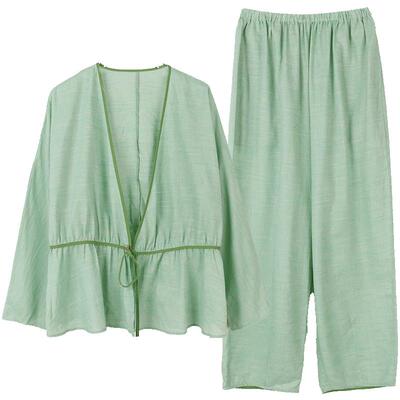 朵朵可可女棉麻古风汉服睡衣套装