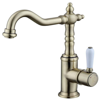 复古冷热台盆黄铜拉丝金水龙头