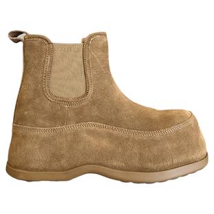 欧美风新品~牛皮冬季加绒内增高厚底显瘦切尔西短靴女短靴子棉靴