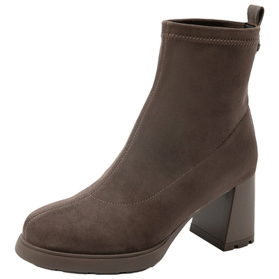 康莉时尚时装靴粗跟弹力瘦瘦靴