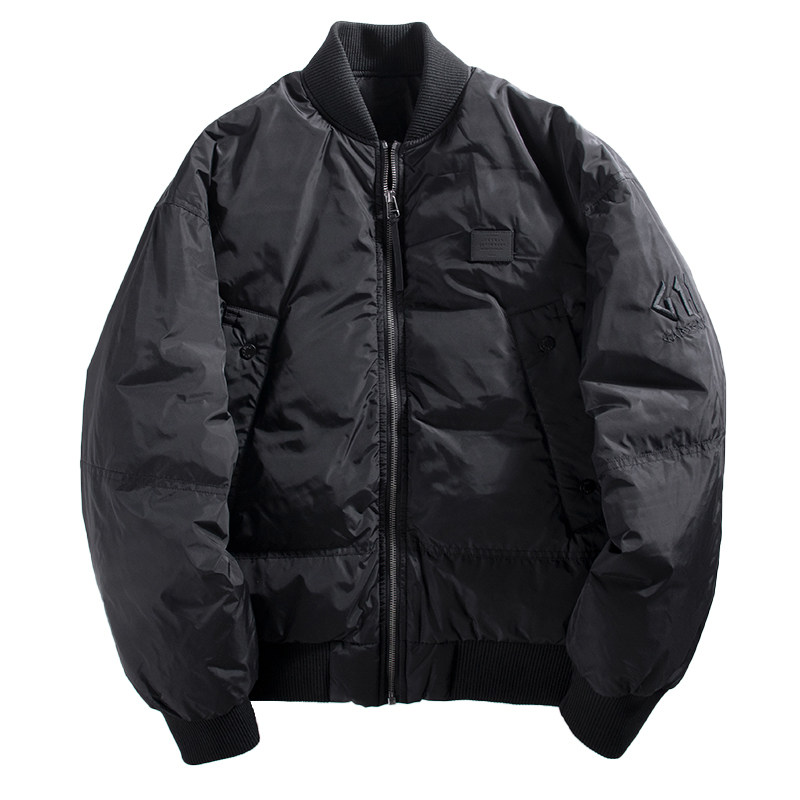重磅短款显高90白鸭绒羽绒服男保暖工装外套棒球服情侣款飞行夹克
