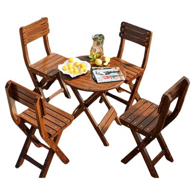 实木折叠桌椅阳台露台茶几小方桌