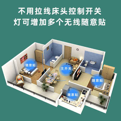 遥控开关智能免布线220V灯家用单开双控随意贴黑色面板无线控制器