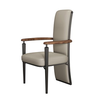 意式轻奢茶桌主客人椅2025新款茶室椅子胡桃木实木扶手设计师茶椅