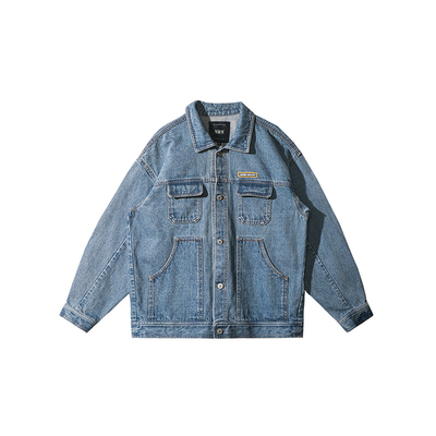 水洗日系美式落肩复古牛仔夹克