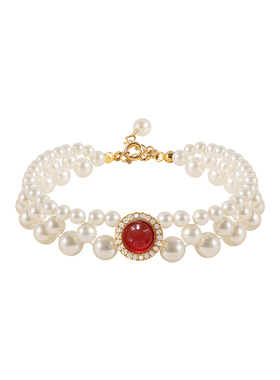 红玉髓珍珠925银项链轻奢小众