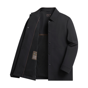杉杉官方行政翻领夹克男士2025秋冬季新款三防加绒加厚商务外套