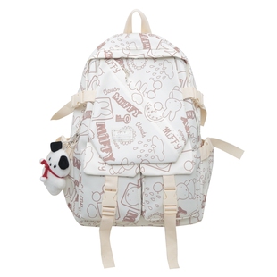 大容量书包女初中生高中大学生日系ins小众设计感双肩背包男涂鸦