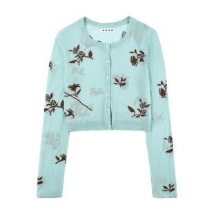 【SALE】【WMWM】蕾虎潮流花卉提花针织开衫百搭秋冬气质女装上衣