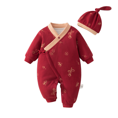 棉恋森新生婴儿衣服冬季连体衣