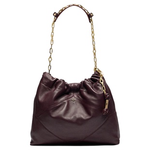 bash法式复古安可拉红羊皮HOBO链条单肩水桶包手提女包2H24CFMN