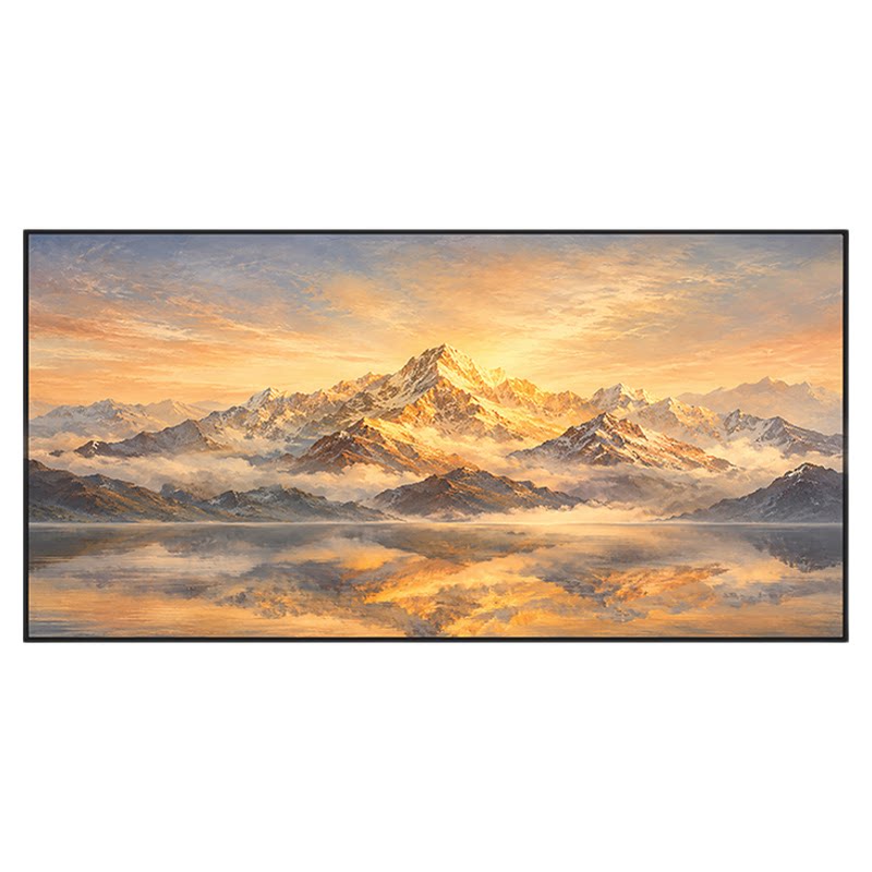 大芬纯手绘日照金山油画客厅沙发背景墙风景挂画现代轻奢装饰画