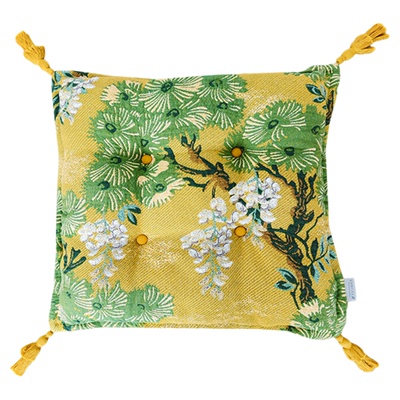 万弗里法式南洋风高级黄绿色椅垫