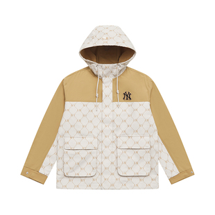 MLB 正品连帽老花夹克冲锋衣男防风女宽松百搭情侣防风夹克外套