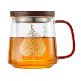 雅集茶具一叶菩提泡茶杯茶水分离玻璃杯耐热家用水杯带盖过滤杯子