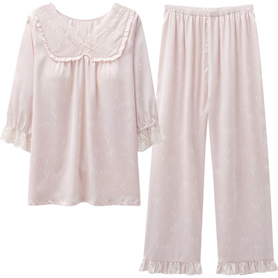 带胸垫睡衣女夏季冰丝甜美郁金香