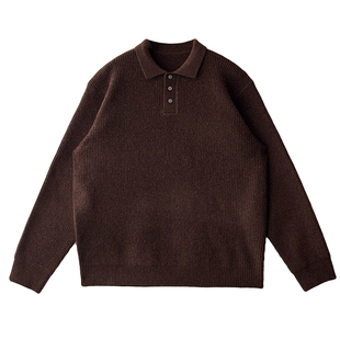 Nick Tian 老钱风单排扣翻领polo针织衫男早春新款休闲风纯色毛衣