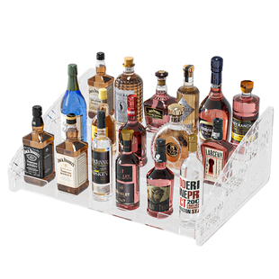 阶梯式酒架置物架多层酒柜收纳架亚克力桌面吧台迷你小洋酒展示架