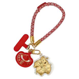 水贝黄金挂件马年财神爷钥匙扣招财纳福足金春节新年礼物礼盒