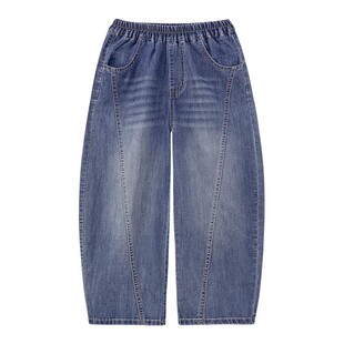 左西童装男童牛仔裤春夏儿童薄款透气弯刀裤2026新款大童夏季裤子