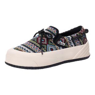 快乐玛丽休闲鞋女24春季新款一脚蹬复古老花民族风百搭布鞋乐福鞋