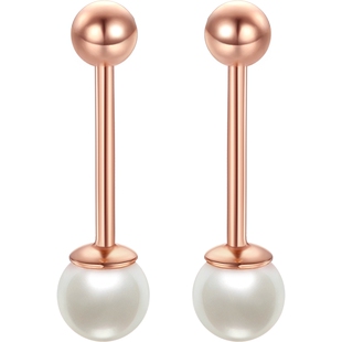 潮宏基至简红18k金珍珠耳钉女玫瑰金耳饰送女友生日礼物淡水珠