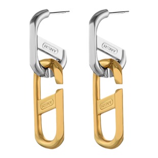 RSNY链式造型耳环金色气质欧美百搭高级耳饰摩登都市风耳钉#R1862