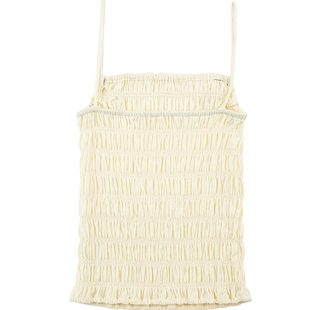 7AM10PM性感褶皱吊带背心女外穿木耳边弹力裹胸夏季打底内搭上衣