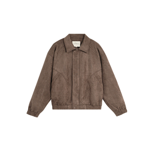 BODYDREAM短款麂皮夹克男空气层翻领外套宽松休闲通勤复古上衣