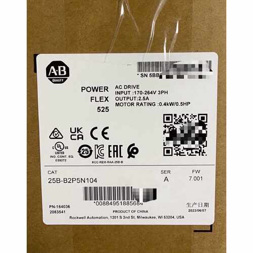 25BB2P5N104交流变频器0.5HP0.4kW