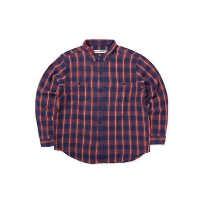 SOFT CONTAINER 格纹做旧补丁衬衫男RADIANCE-Blue