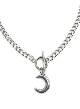 原宿ins月亮粗锁骨链潮朋克蹦迪