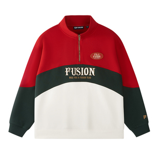 马上起飞 | 卫衣FILA FUSION斐乐潮牌男2026春新年款红色针织上衣