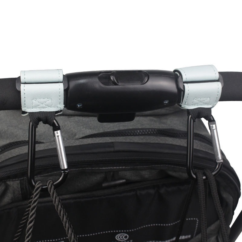 简约PU皮质婴儿车挂钩魔术挂钩户外童车扣铝合金自行车贴挂钩电动