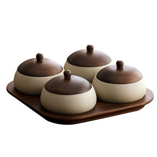 中式实木零食盘中古风禅意茶几客厅前台接待点心干果摆放托盘粗陶