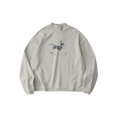 LIVINGTOWN 飞驰小狗腊肠印花415g纯棉套头V领卫衣 下单送耳机壳