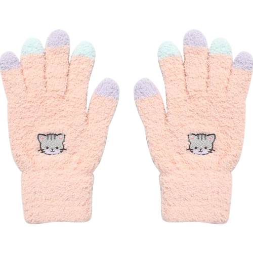 tutuanna 秋冬亲子款儿童可爱 毛绒保暖小动物图案刺绣手套男女款