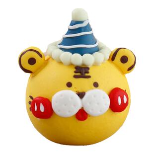 虎宝宝周岁蛋糕装饰软陶派对帽小老虎小蛋糕生日摆件甜品台插件