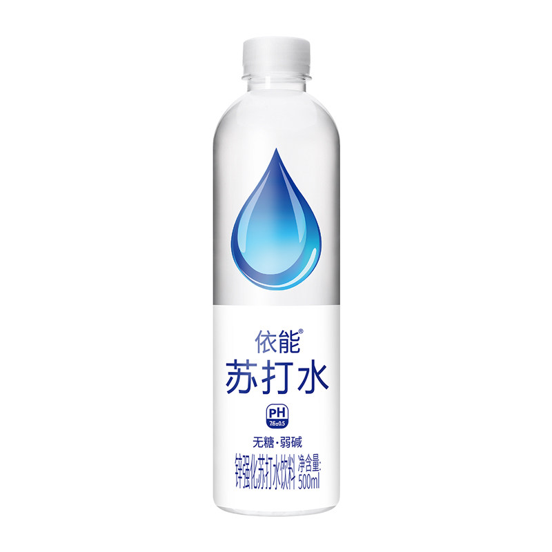 依能苏打水青柠白桃味500ml*24瓶无糖加锌水弱碱性饮用水饮料整箱