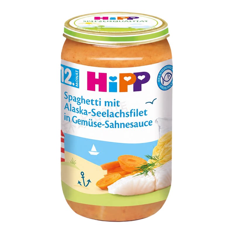 喜宝HiPP 有机海鲜蔬菜意大利面250g12个月+辅食野生阿拉斯加鳕鱼