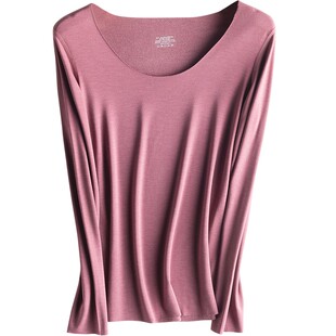 德绒无痕保暖内衣女士秋衣单件上衣大低领秋冬薄款长袖打底衫外穿