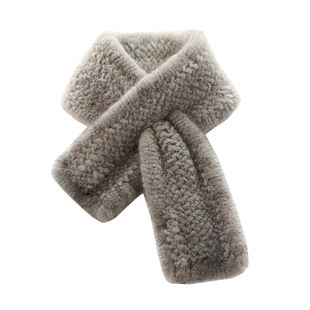 新款精致型双面真水貂毛编织皮草围巾女秋冬基础时尚百搭毛领围脖