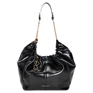 CHARLES&KEITH26春季CK2-40151610带包挂油蜡皮大容量托特包hobo