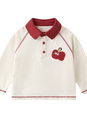 咔咔熊猫宝宝卡通翻领T恤秋款男女童可爱polo衫秋装儿童衣服上衣
