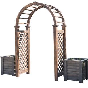 户外庭院碳化防腐实木拱门花园防腐木花架花园拱门爬藤架葡萄架