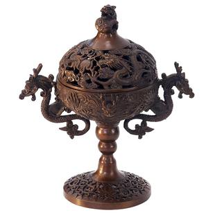 八龙熏香炉黄铜苏工大师同款盘香沉香塔香薰炉复古中式宣德炉摆件