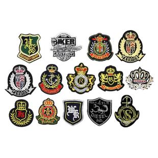 袖标徽章刺绣布贴补丁贴英伦时尚百搭衣服裤子贴布破洞补洞背胶贴